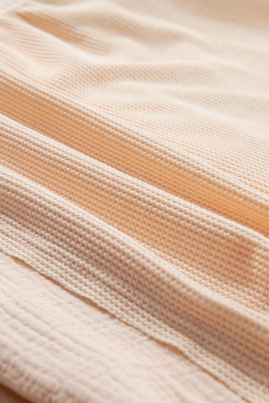 Blouses | Beige Waffle Crinkle Patchwork Short Batwing Sleeve Shirt - Women