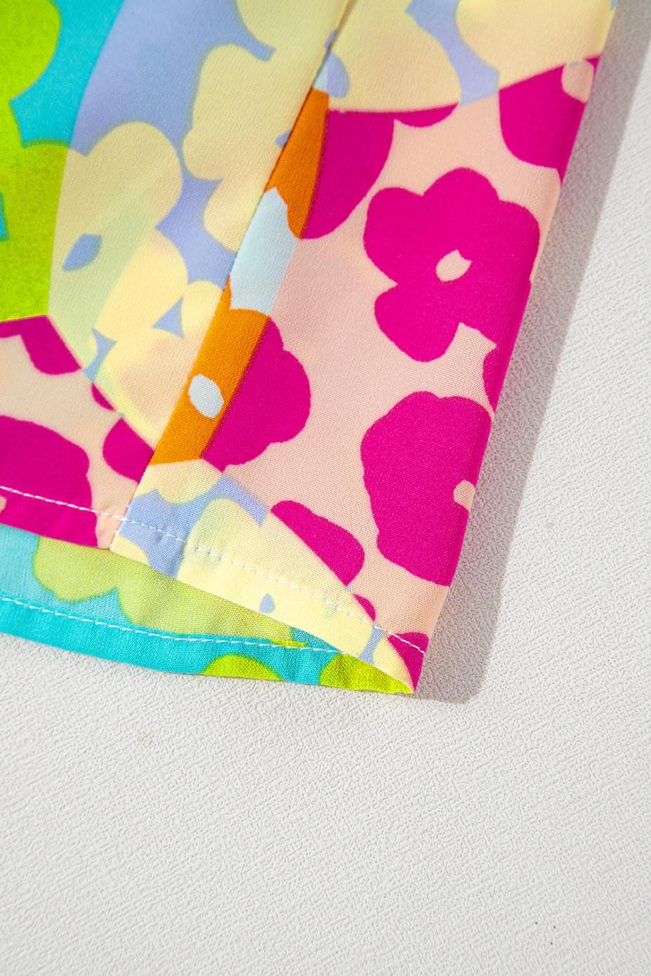 Blouses | Multicolor Abstract Print Layered Ruffle Sleeve Pleated Blouse - Women