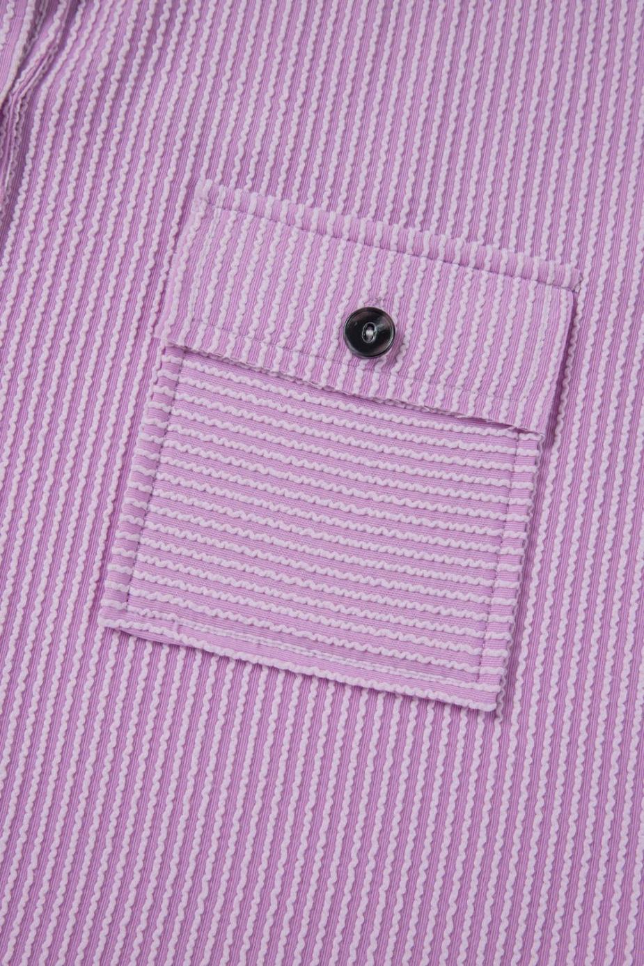 Blouses | Orchid Bouquet Corded Flap Pocket Collared Buttoned Blouse - Women