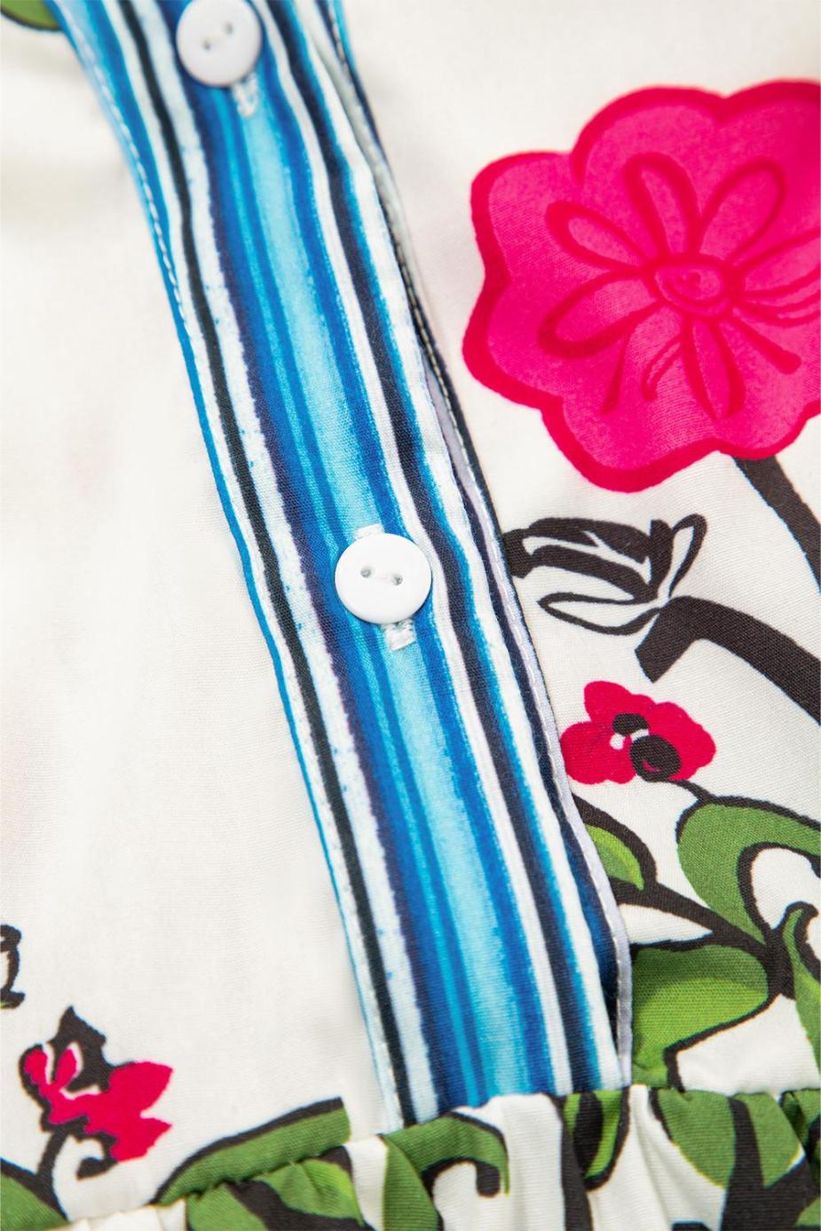 Blouses | Pink Floral Print Striped Patchwork Flutter Sleeve Blouse - Women