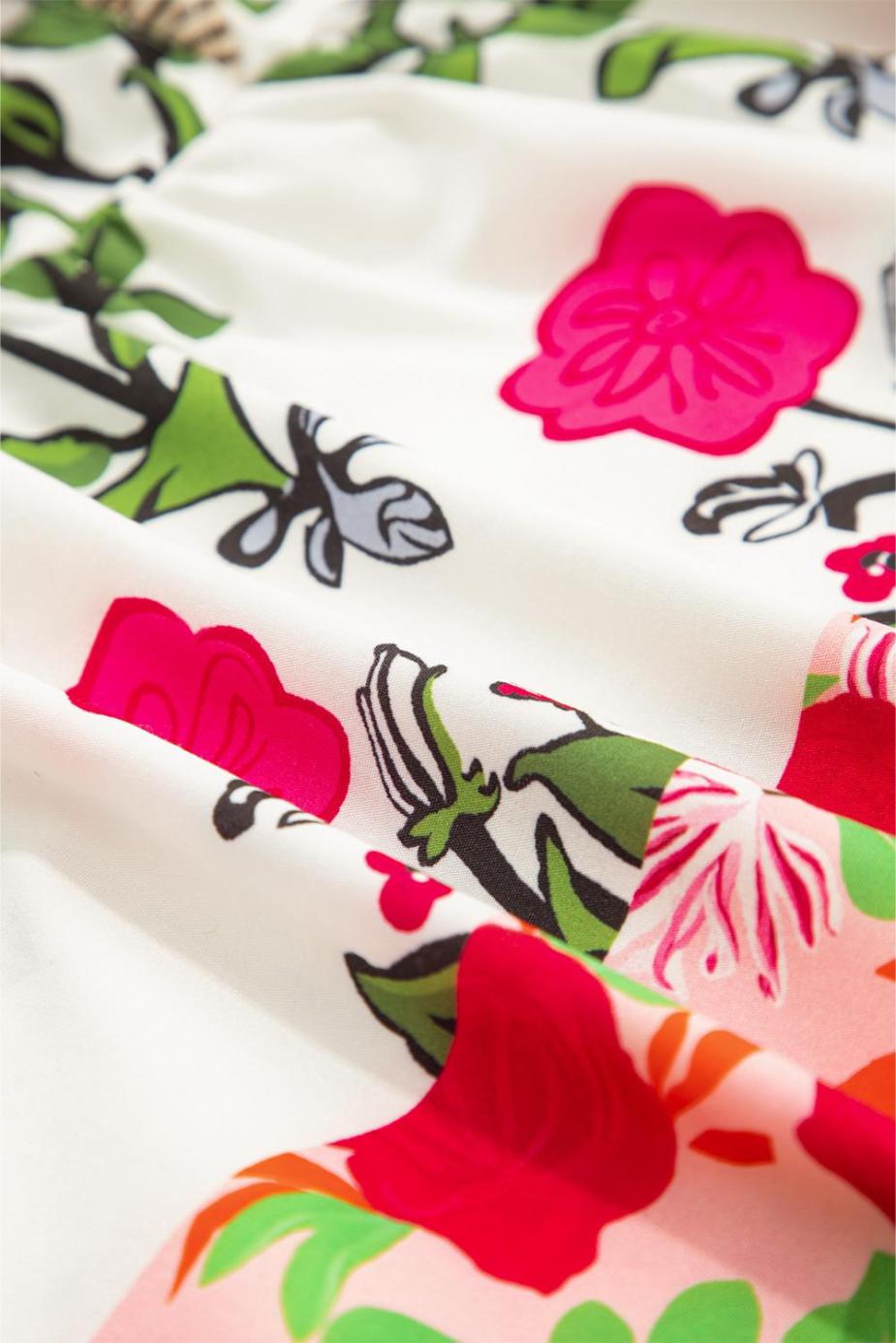 Blouses | Pink Floral Print Striped Patchwork Flutter Sleeve Blouse - Women