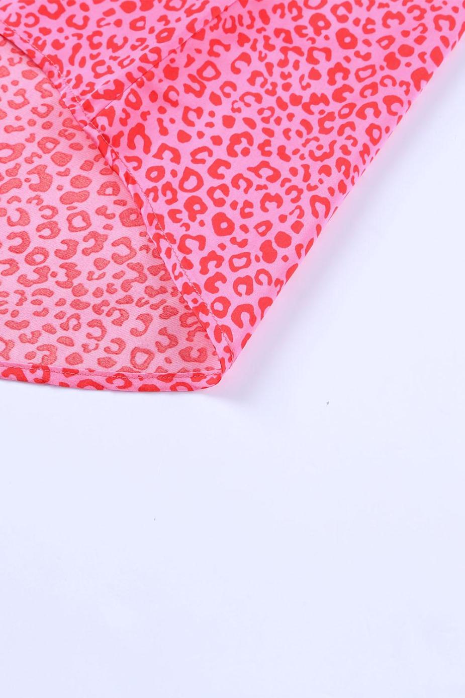 Blouses | Rosy Leopard Print Oversized Casual Half Sleeve V Neck Top - Women