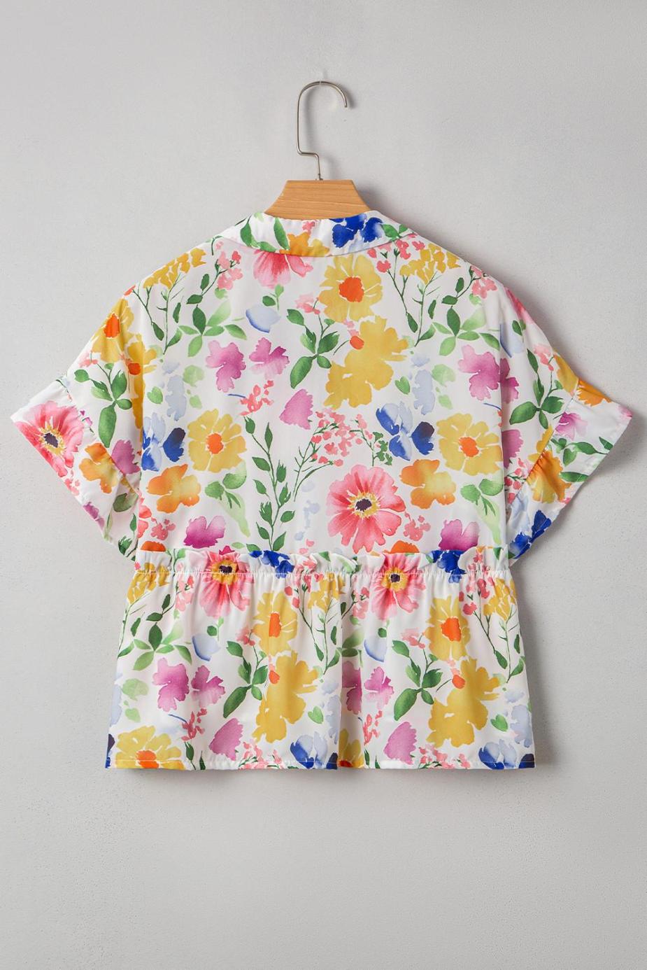 Blouses | Yellow Allover Floral Print Boxy Fit V Neck Blouse - Women