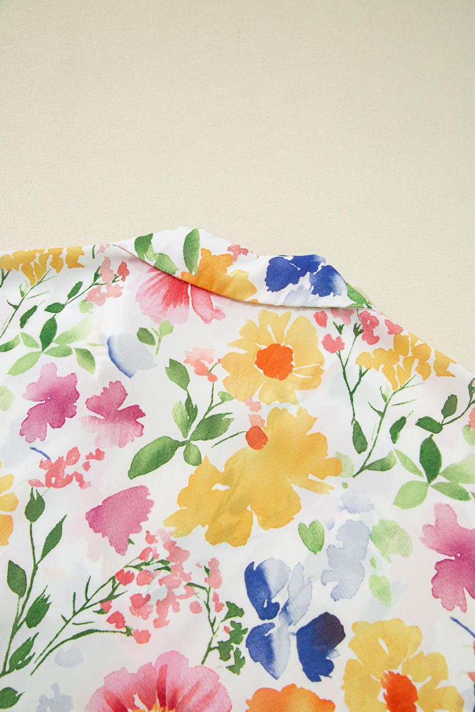 Blouses | Yellow Allover Floral Print Boxy Fit V Neck Blouse - Women