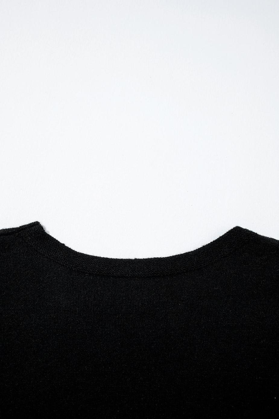 Knit Tops | Black Bow Pattern Short Sleeve Knit Top - Women