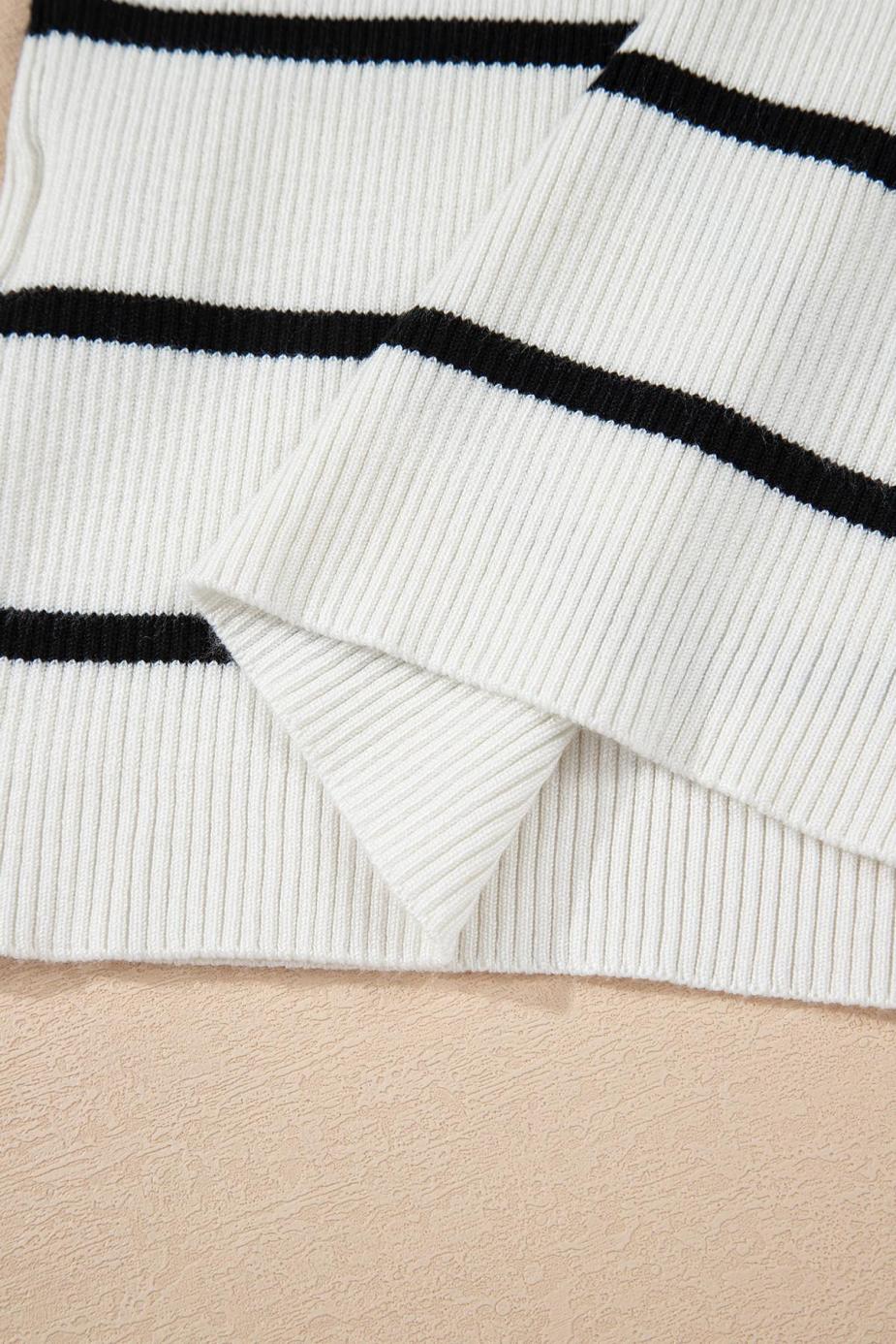 Knit Tops | Black Scalloped Edge Striped Ribbed Tank Top - Women