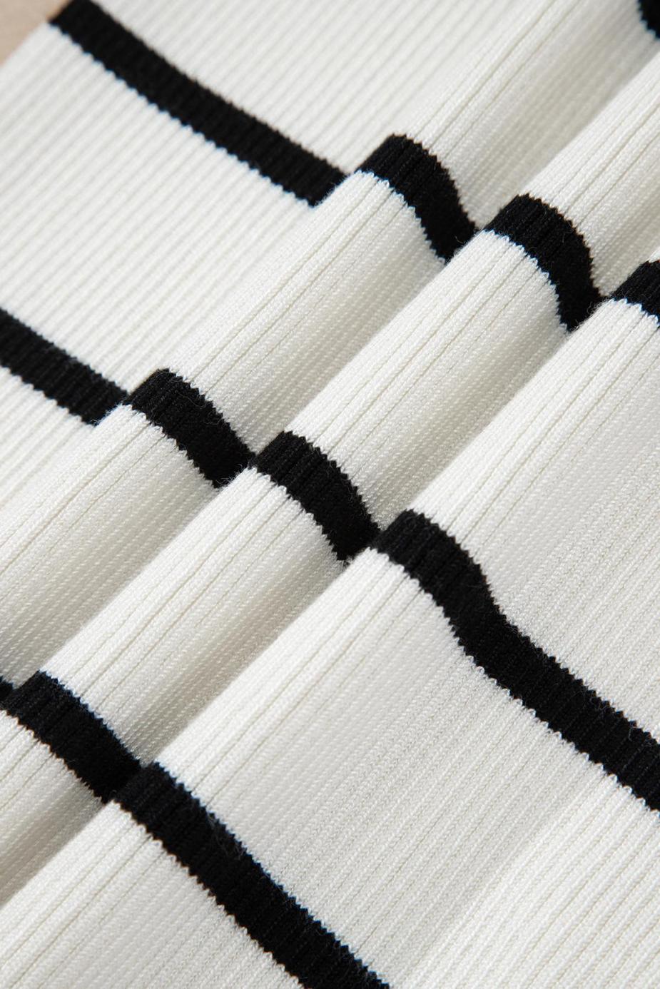 Knit Tops | Black Scalloped Edge Striped Ribbed Tank Top - Women