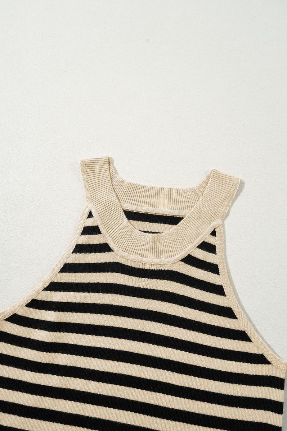 Knit Tops | Black Stripe Crew Neck Slim Fit Sweater Vest - Women