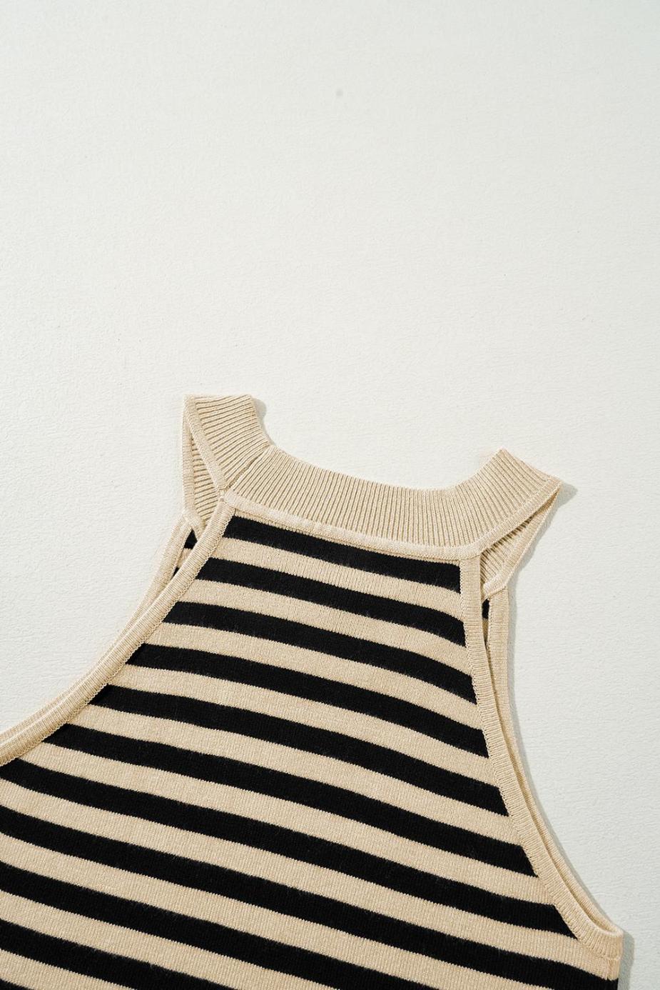 Knit Tops | Black Stripe Crew Neck Slim Fit Sweater Vest - Women