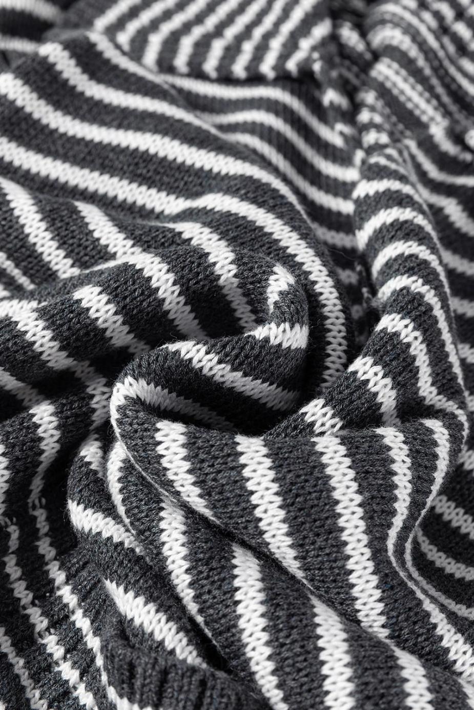 Knit Tops | Gray Stripe Collared V Neck Pockets Sweater Vest - Women