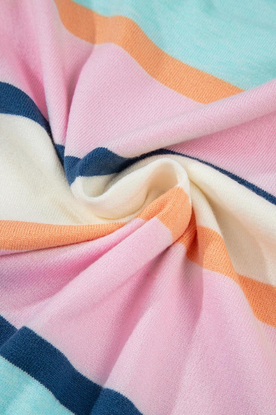 Knit Tops | Multicolour Striped Colorblock Flutter Sleeve Knit Top - Women