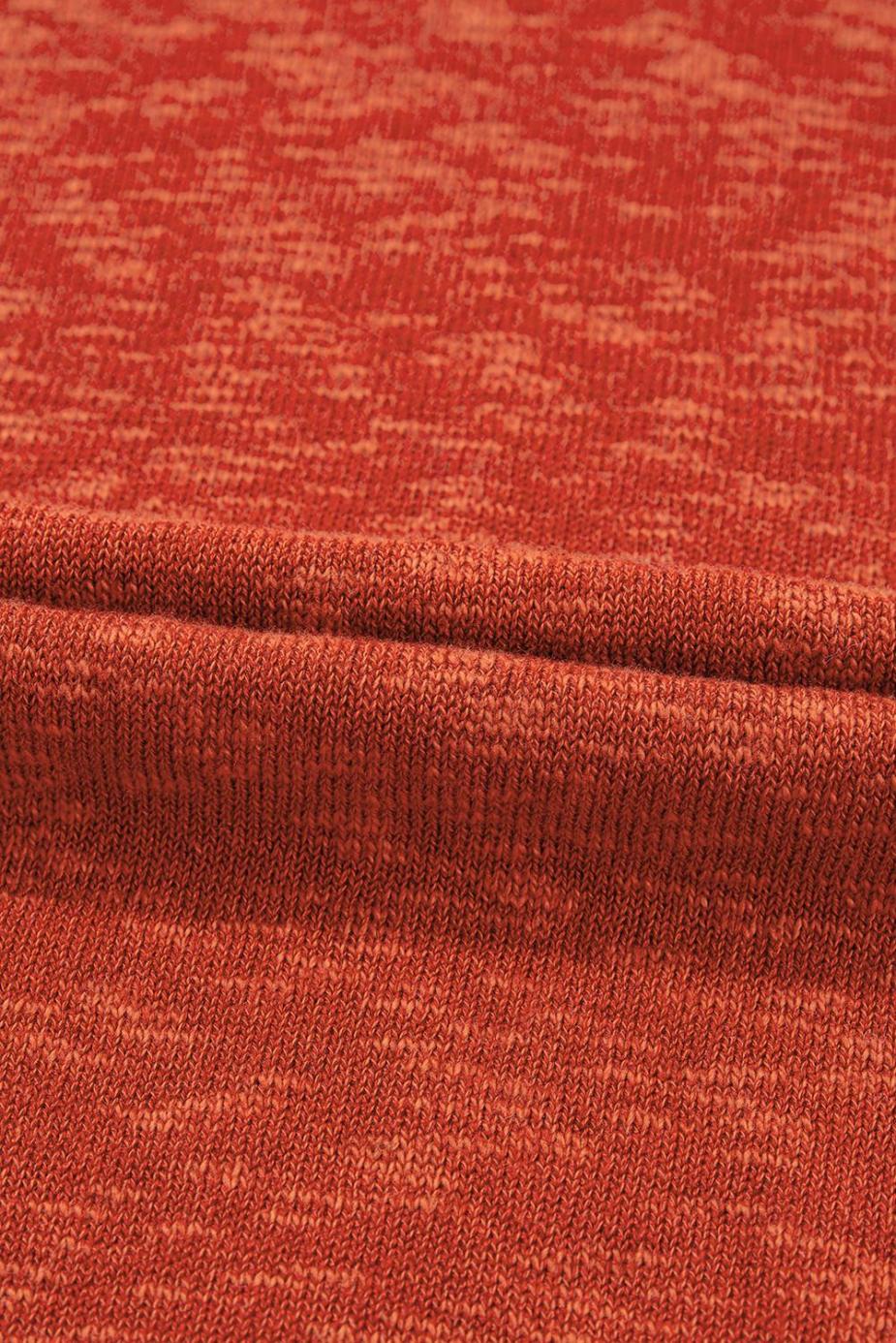 Knit Tops | Orange Solid Color Split V Neck Knit Top - Women