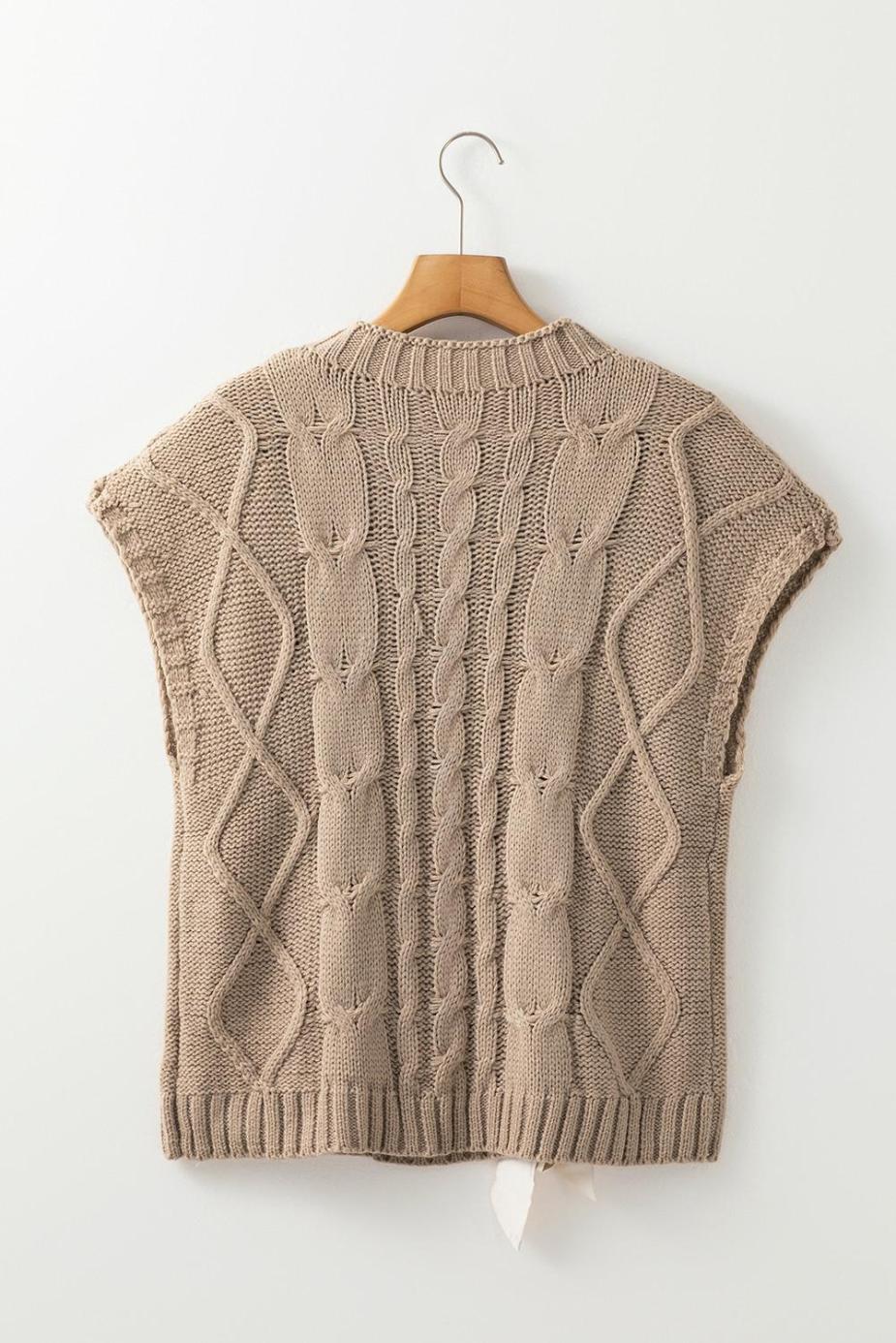 Knit Tops | Simply Taupe Satin Bowknot Cable Knit Top - Women