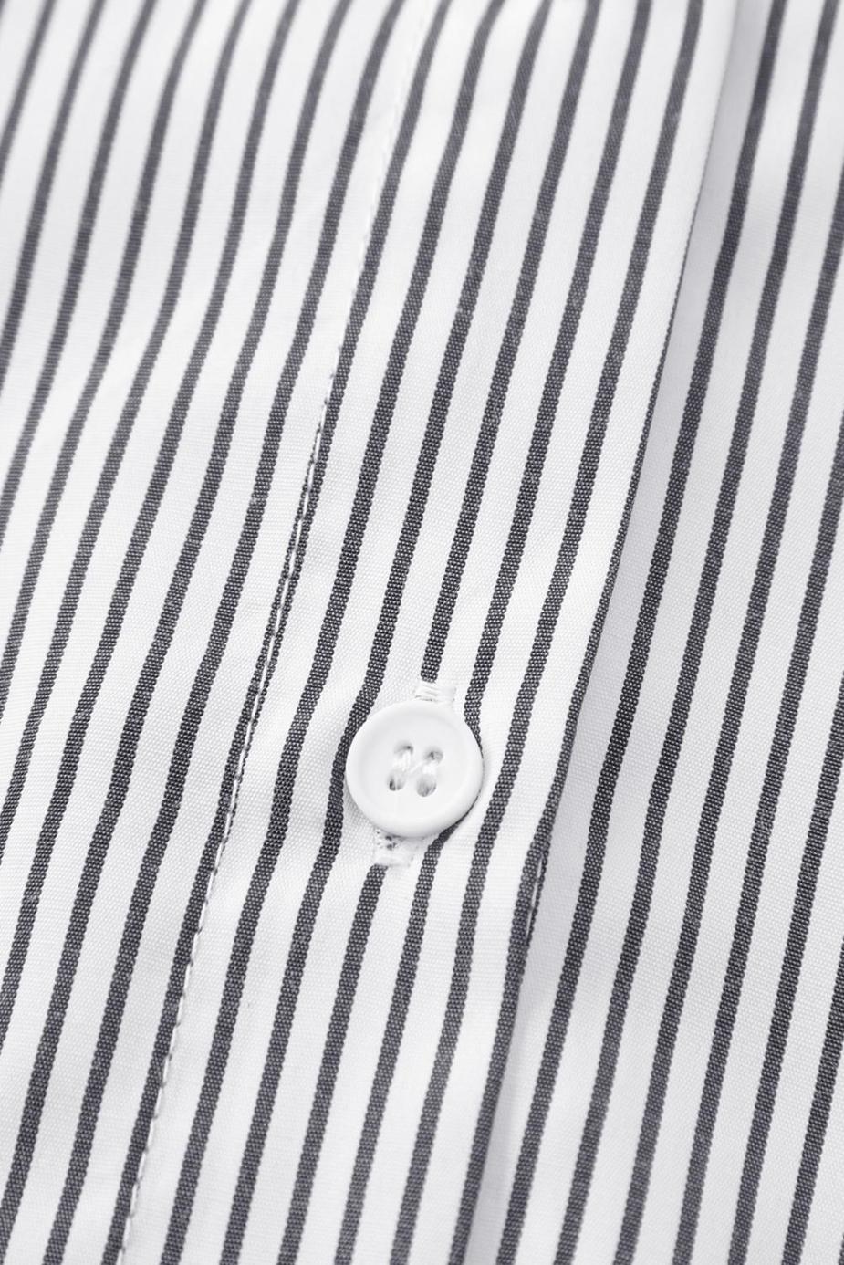 Long Sleeve Tops | Black Striped Casual Shirred Cuffs Shirt - Women