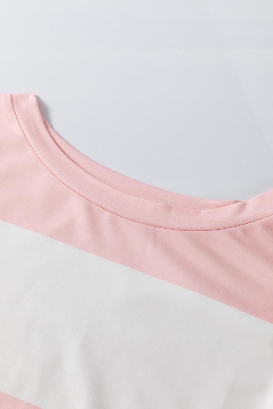 Long Sleeve Tops | Light Pink Colorblock Drop Sleeve Top - Women