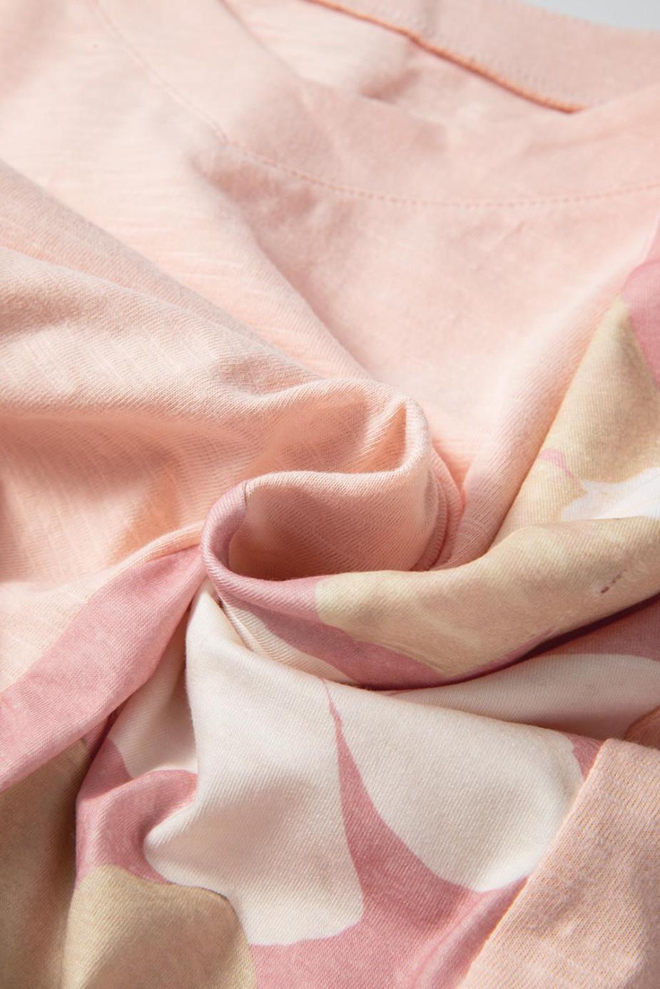 Long Sleeve Tops | Pink Patchwork 60S Flower V Neck Bracelet Sleeve Oversized Top - Women