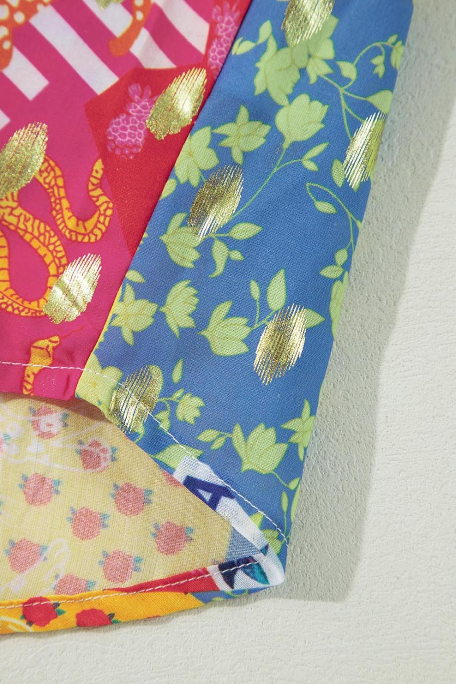 Long Sleeve Tops | Rose Red Abstract Print Colorblock Long Sleeve Shirt - Women