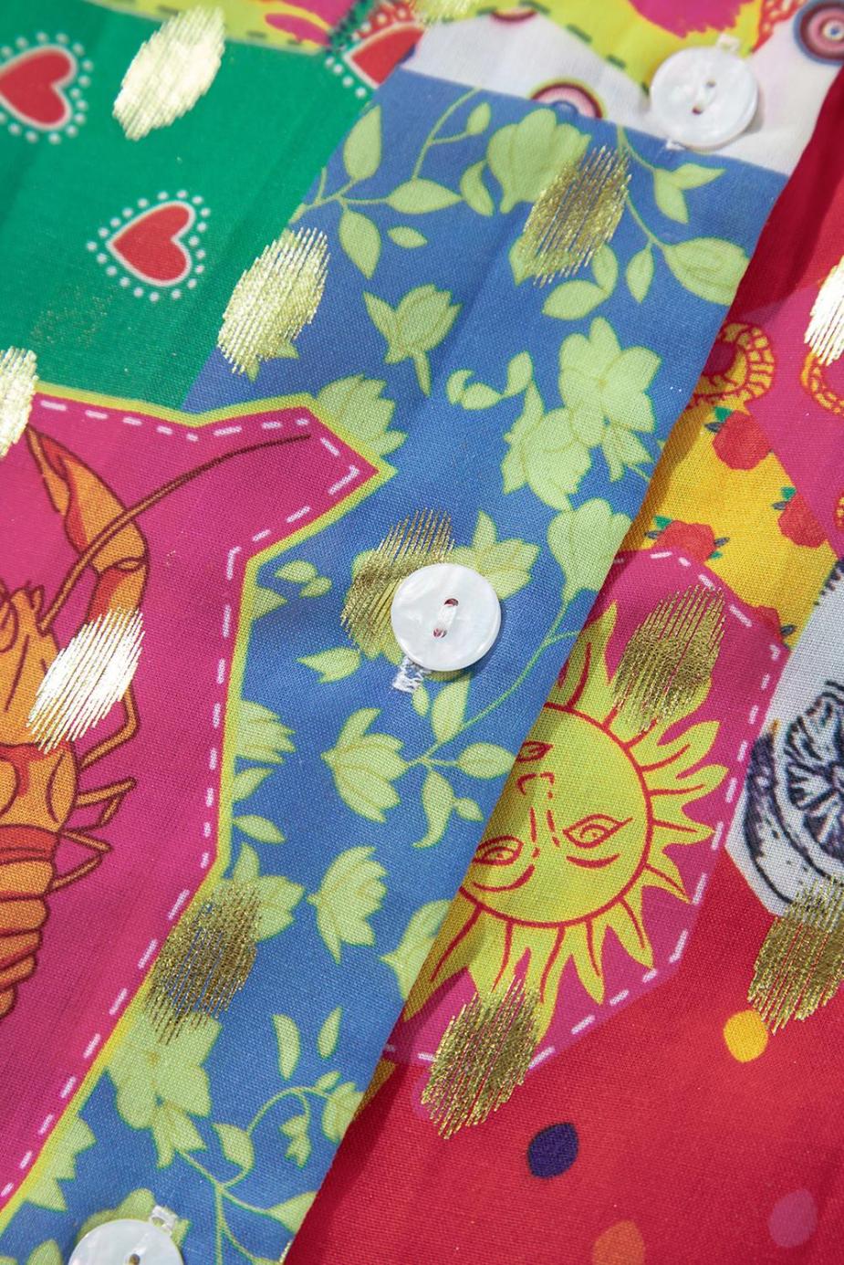 Long Sleeve Tops | Rose Red Abstract Print Colorblock Long Sleeve Shirt - Women