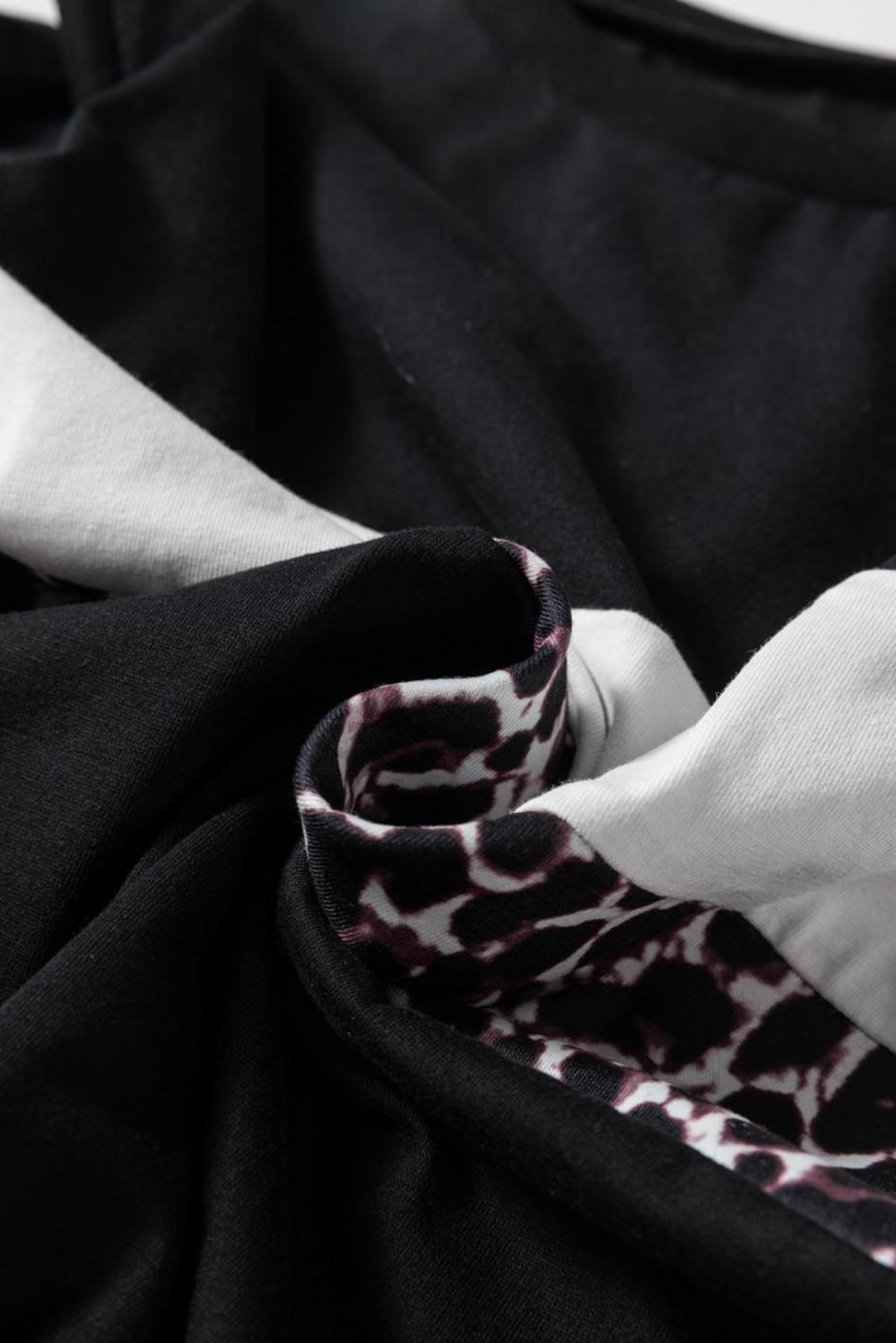 Long Sleeve Tops | White Leopard Colorblock Patchwork Crew Neck Top - Women