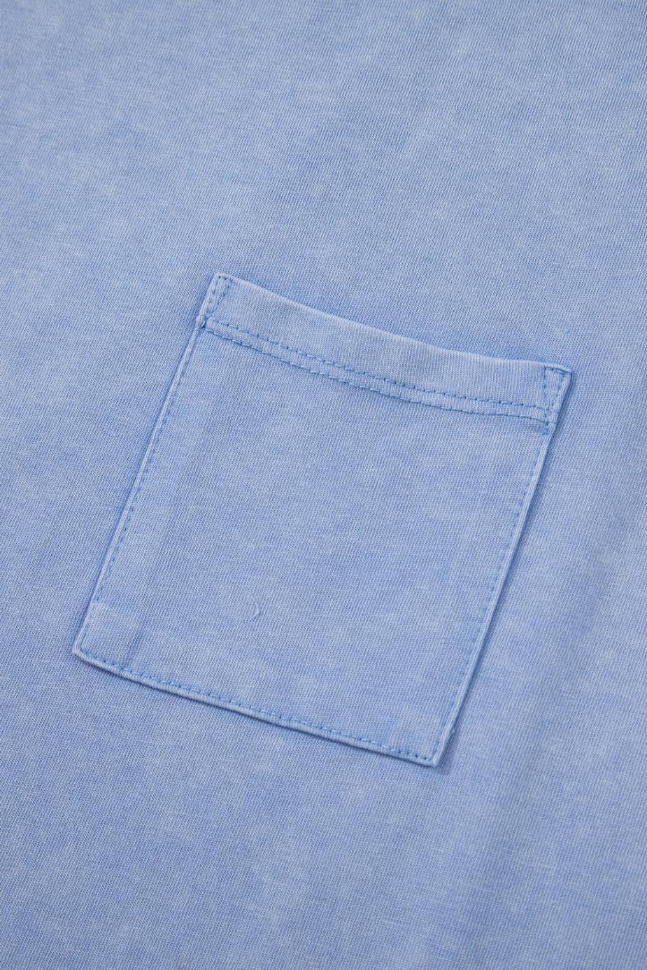 Sleeveless Tops | Beau Blue Mineral Wash Patched Chest Pocket Tank Top - Women