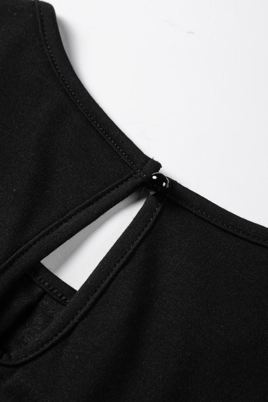 Sleeveless Tops | Black Pleated Round Neck Sleeveless Top - Women