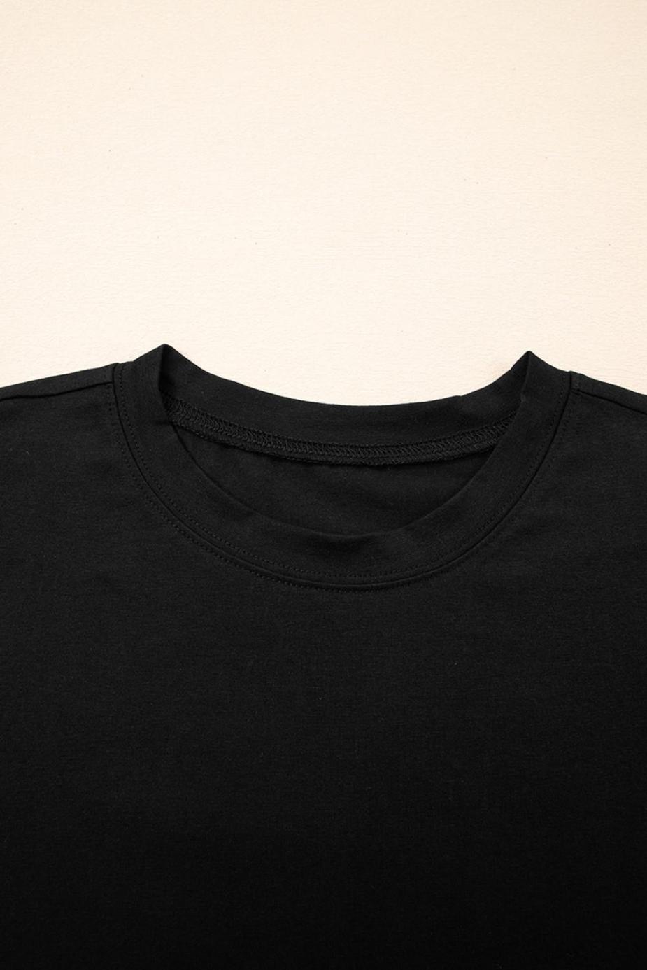 Sleeveless Tops | Black Ruffle Crew Neck Slim Fit Top - Women