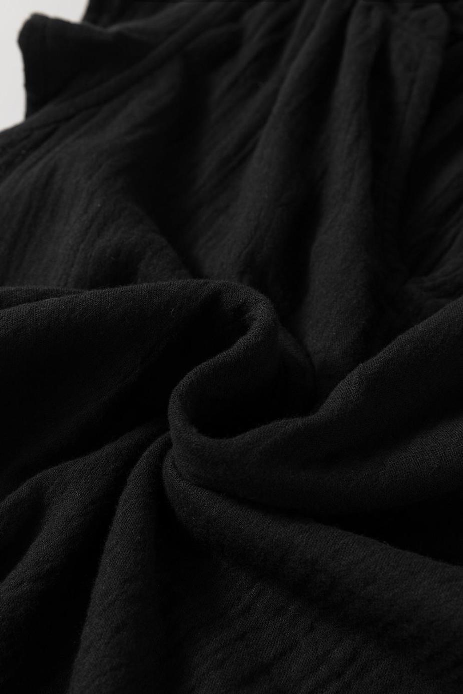 Sleeveless Tops | Black Ruffle Shoulder V Neck Sleeveless Top - Women