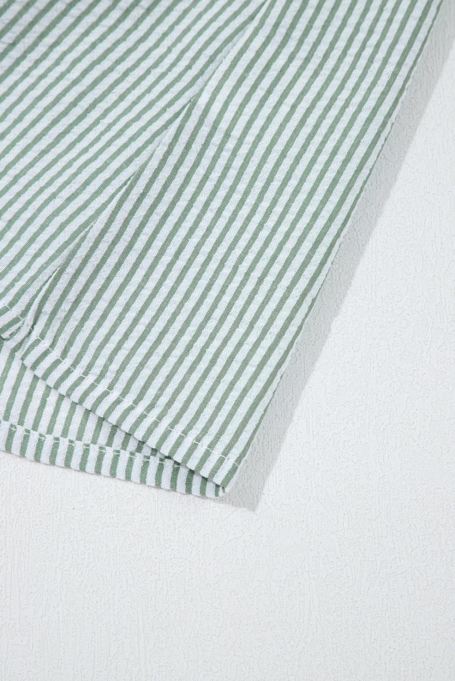 Sleeveless Tops | Green Stripe Lace Detail Crinkle Sleeveless Blouse - Women