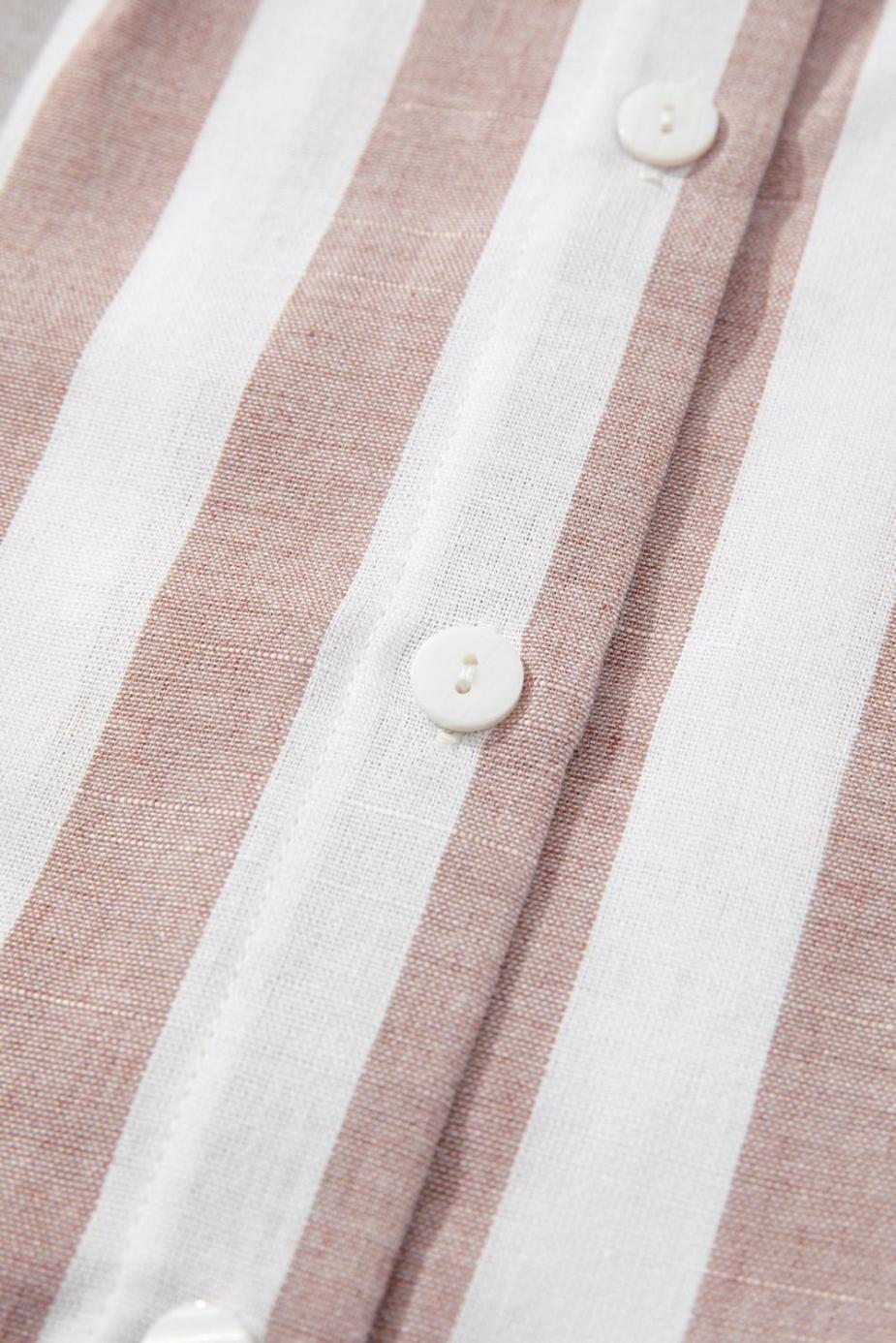 Sleeveless Tops | Khaki Striped Casual Button Down Sleeveless Shirt - Women