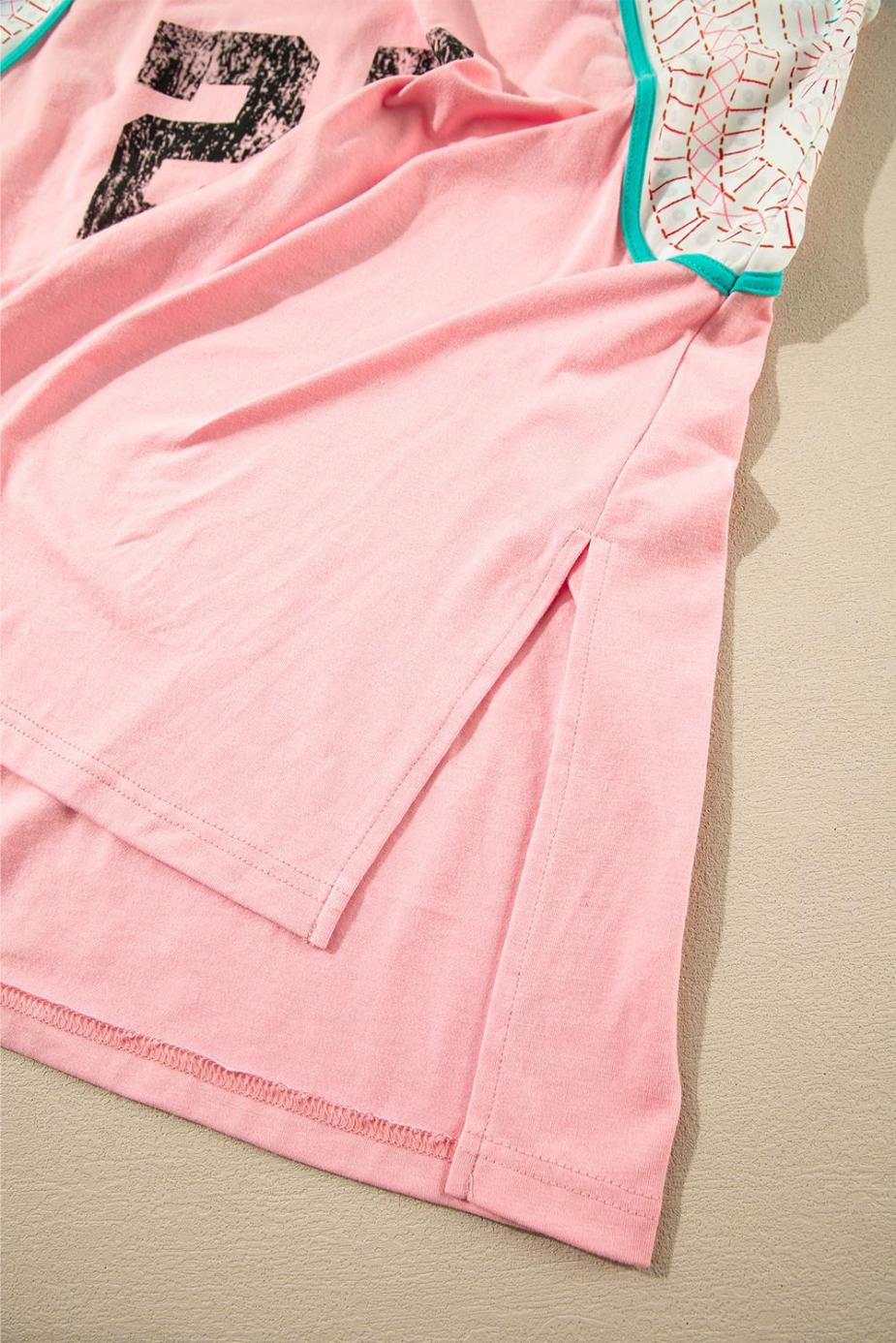 Sleeveless Tops | Light Pink Vintage Nashville Print Patchwork Sleeveless Top - Women