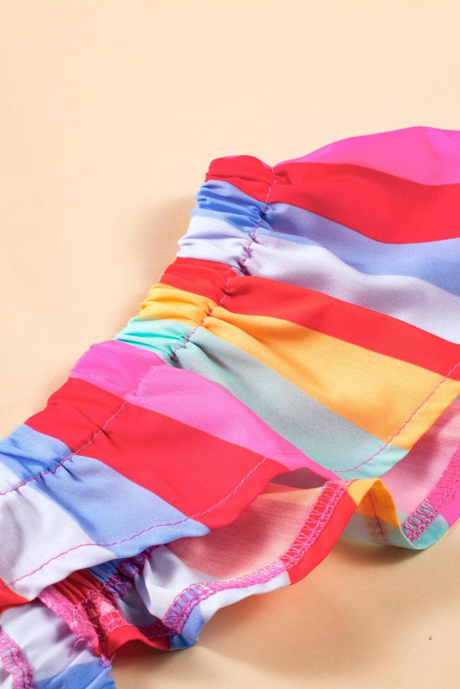 Sleeveless Tops | Red Stripe Ruffle Straps Babydoll Tank Top - Women