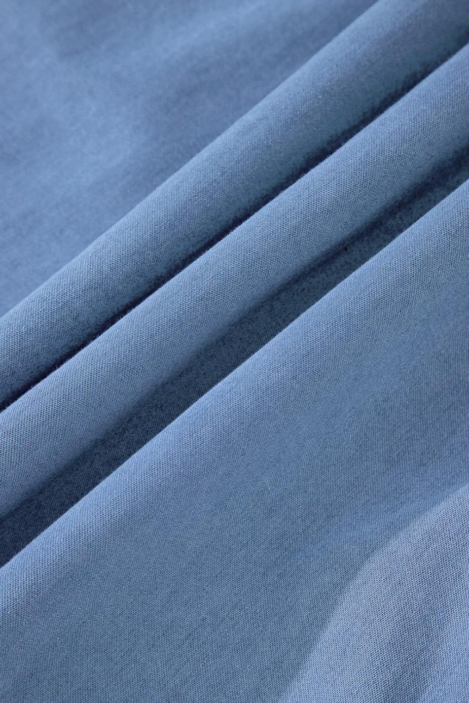 Sleeveless Tops | Sky Blue Casual Ruffle Hem Spaghetti Strap Denim Top - Women