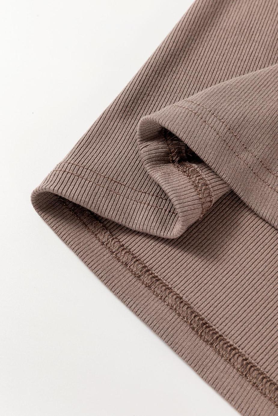 Sleeveless Tops | Smoke Gray Ribbed Knit Contrast Edge U Neck Slim Fit Tank Top - Women