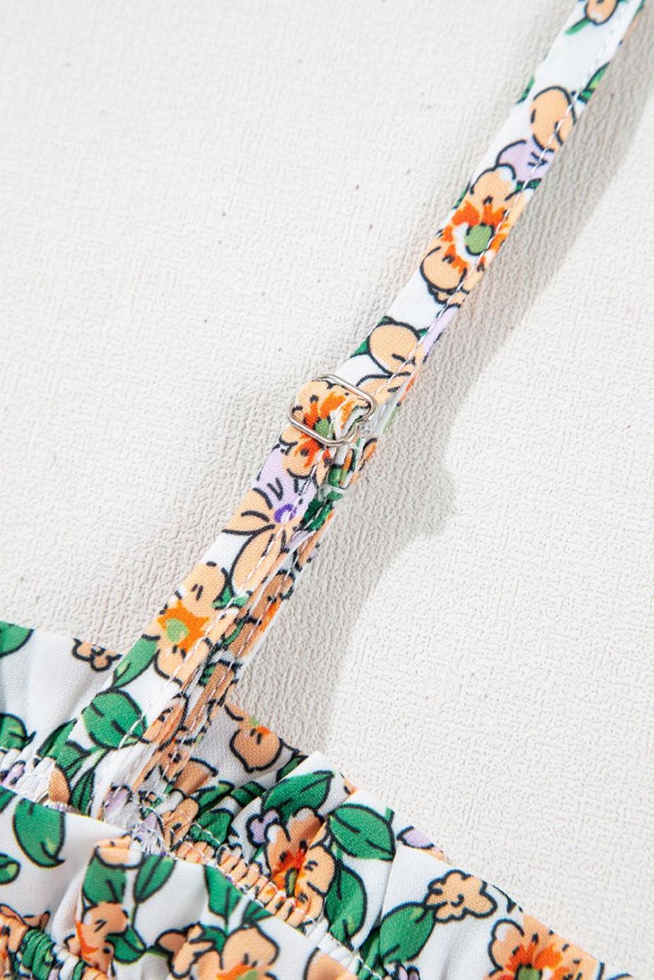 Sleeveless Tops | White Boho Floral Spaghetti Strap Ruffle Summer Cami Top - Women