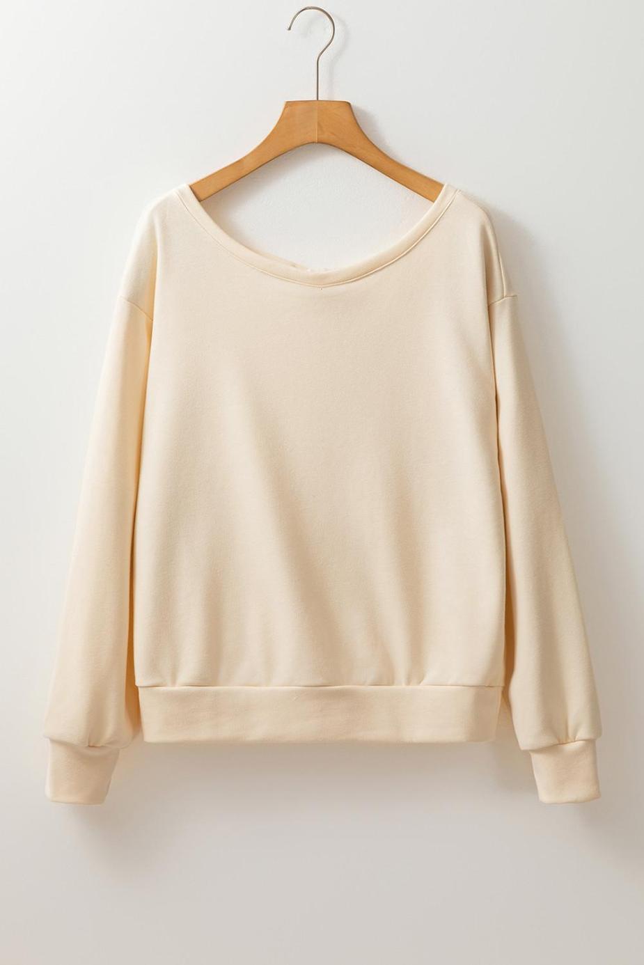 Sweatshirts & Hoodies | Apricot Bowknot Plain Round Neck Sweatshirt - Women