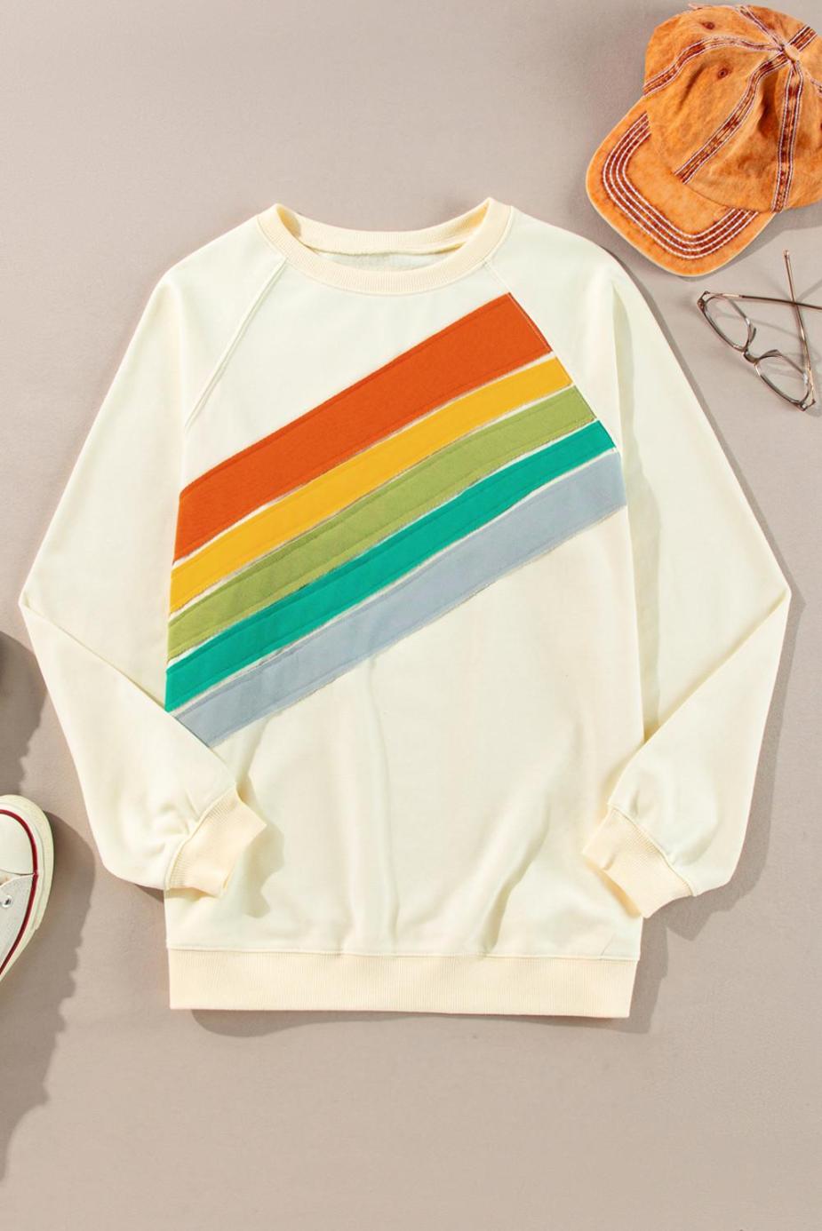 Sweatshirts & Hoodies | Apricot Rainbow Colorblock Pullover Sweatshirt - Women