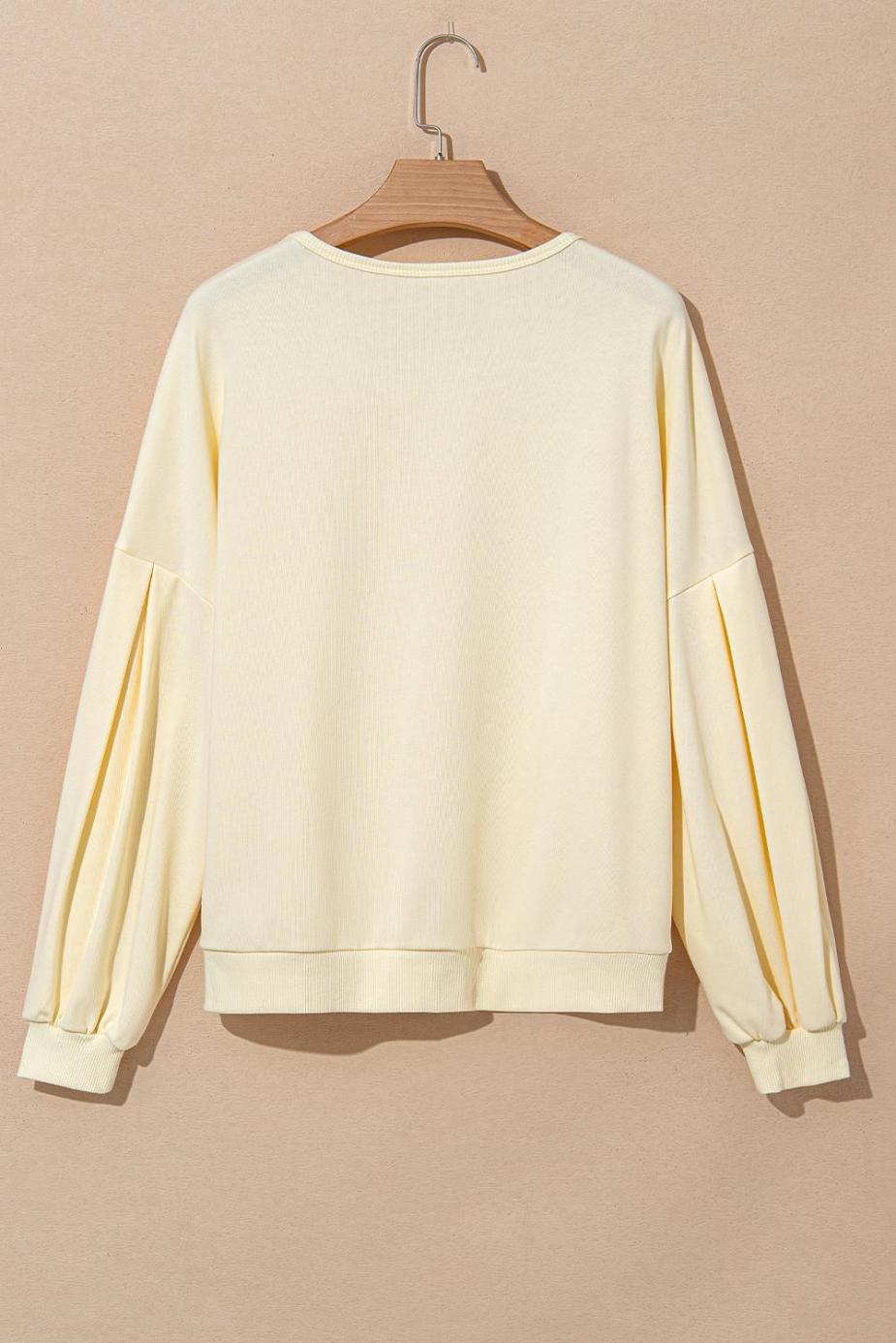 Sweatshirts & Hoodies | Beige Cute Tinsel Flower Puff Sleeve Sweatshirt - Women