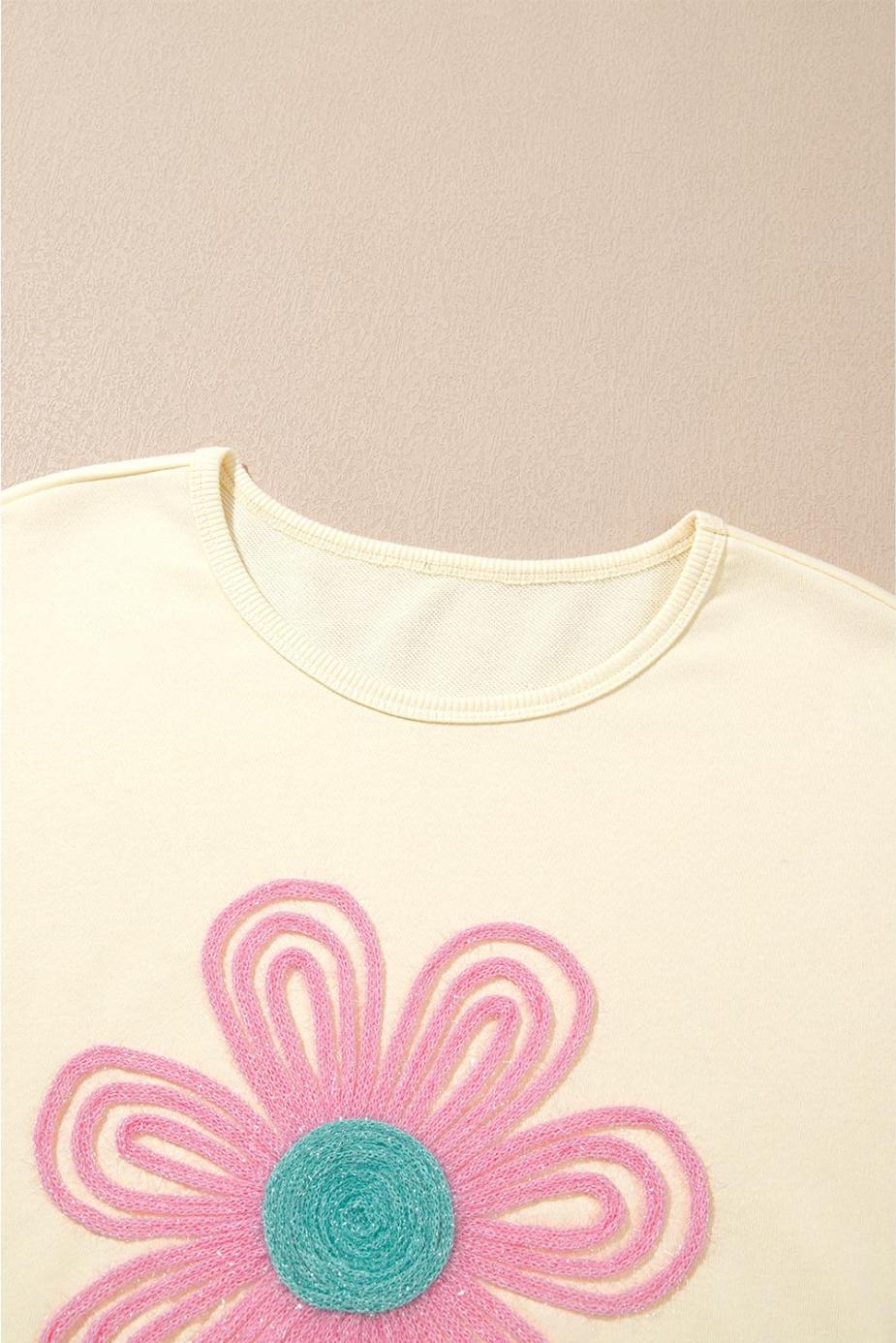 Sweatshirts & Hoodies | Beige Cute Tinsel Flower Puff Sleeve Sweatshirt - Women