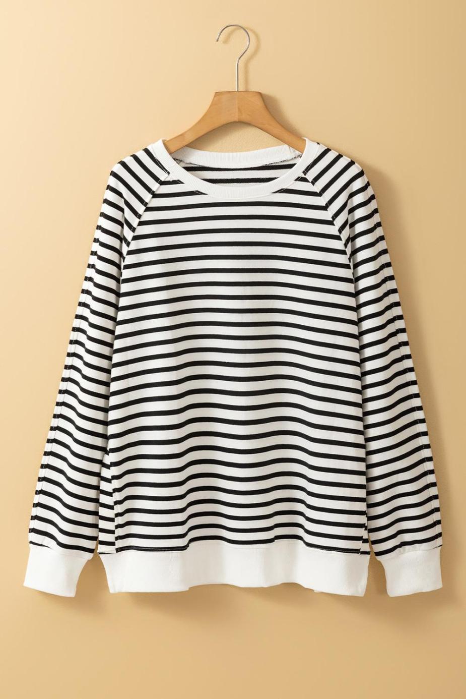 Sweatshirts & Hoodies | Black Stripe Raglan Sleeve Loose Split Sweatshirt - Women