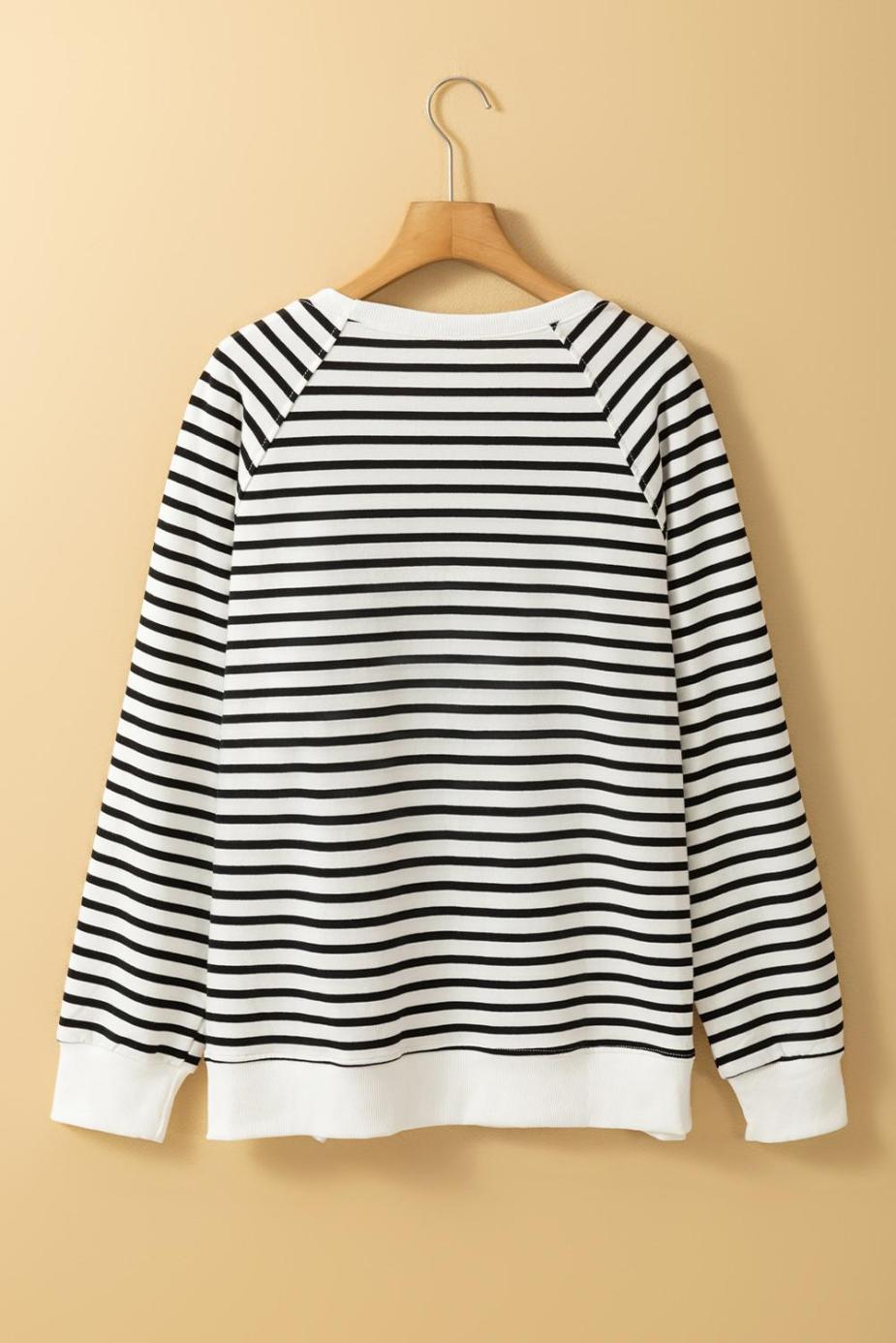 Sweatshirts & Hoodies | Black Stripe Raglan Sleeve Loose Split Sweatshirt - Women