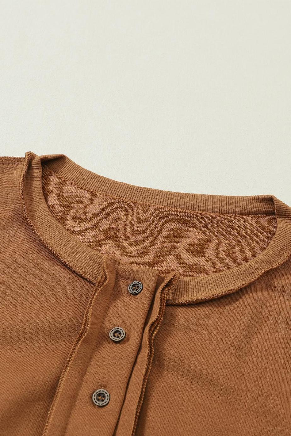 Sweatshirts & Hoodies | Chestnut Slouchy Drop Shoulder Henley Sweatshirt - Women