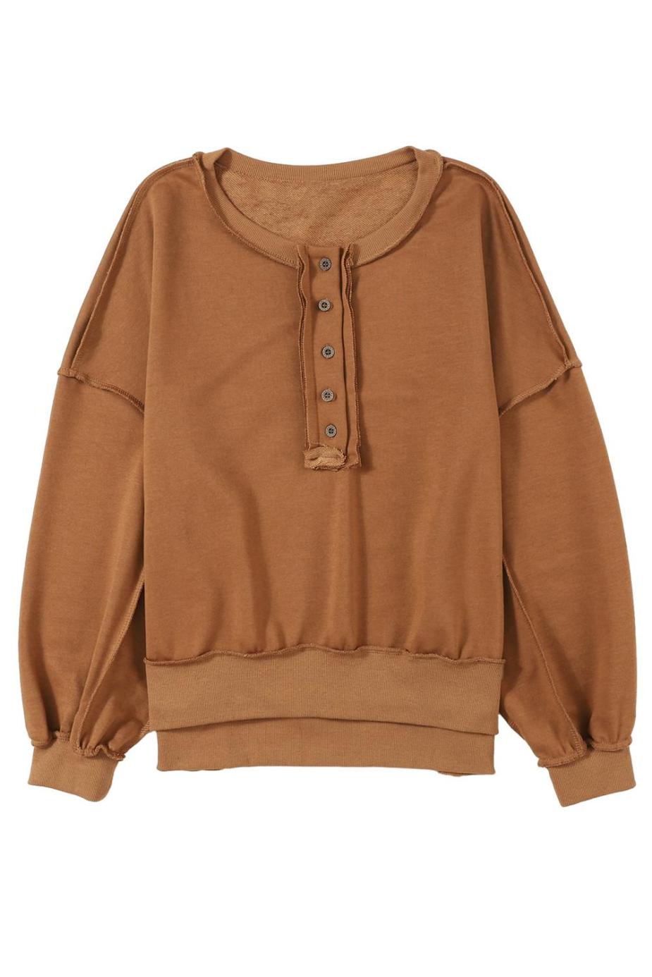 Sweatshirts & Hoodies | Chestnut Slouchy Drop Shoulder Henley Sweatshirt - Women