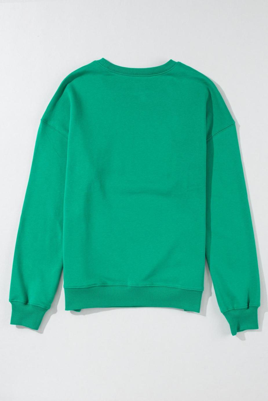 Sweatshirts & Hoodies | Green Merry Print Drop Sleeve Pullover Sweatshirt - Women