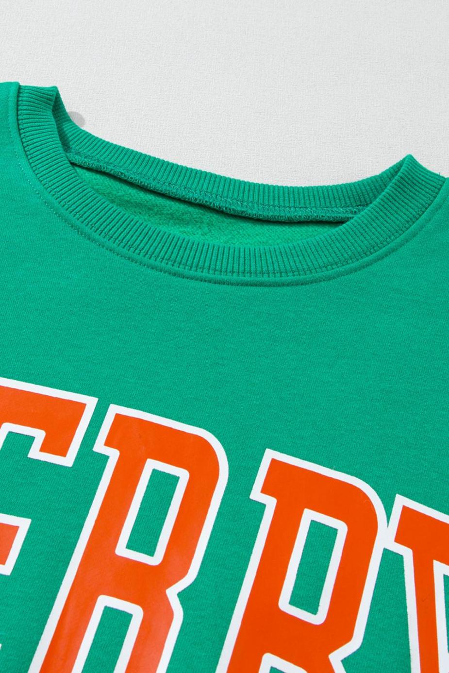 Sweatshirts & Hoodies | Green Merry Print Drop Sleeve Pullover Sweatshirt - Women