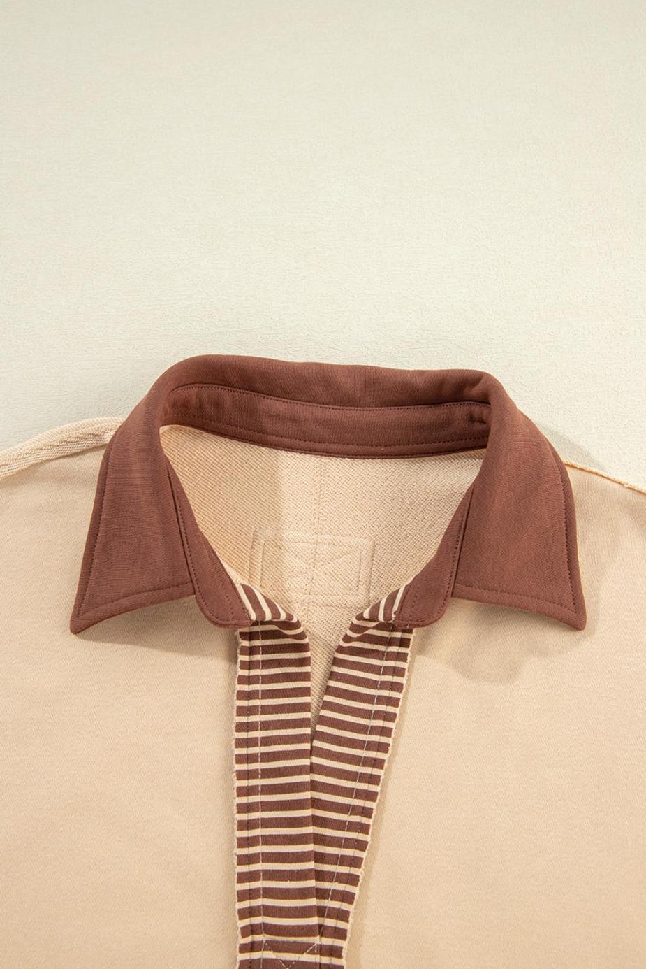 Sweatshirts & Hoodies | Light French Beige Striped Patchwork Collar Sweatshirt - Women