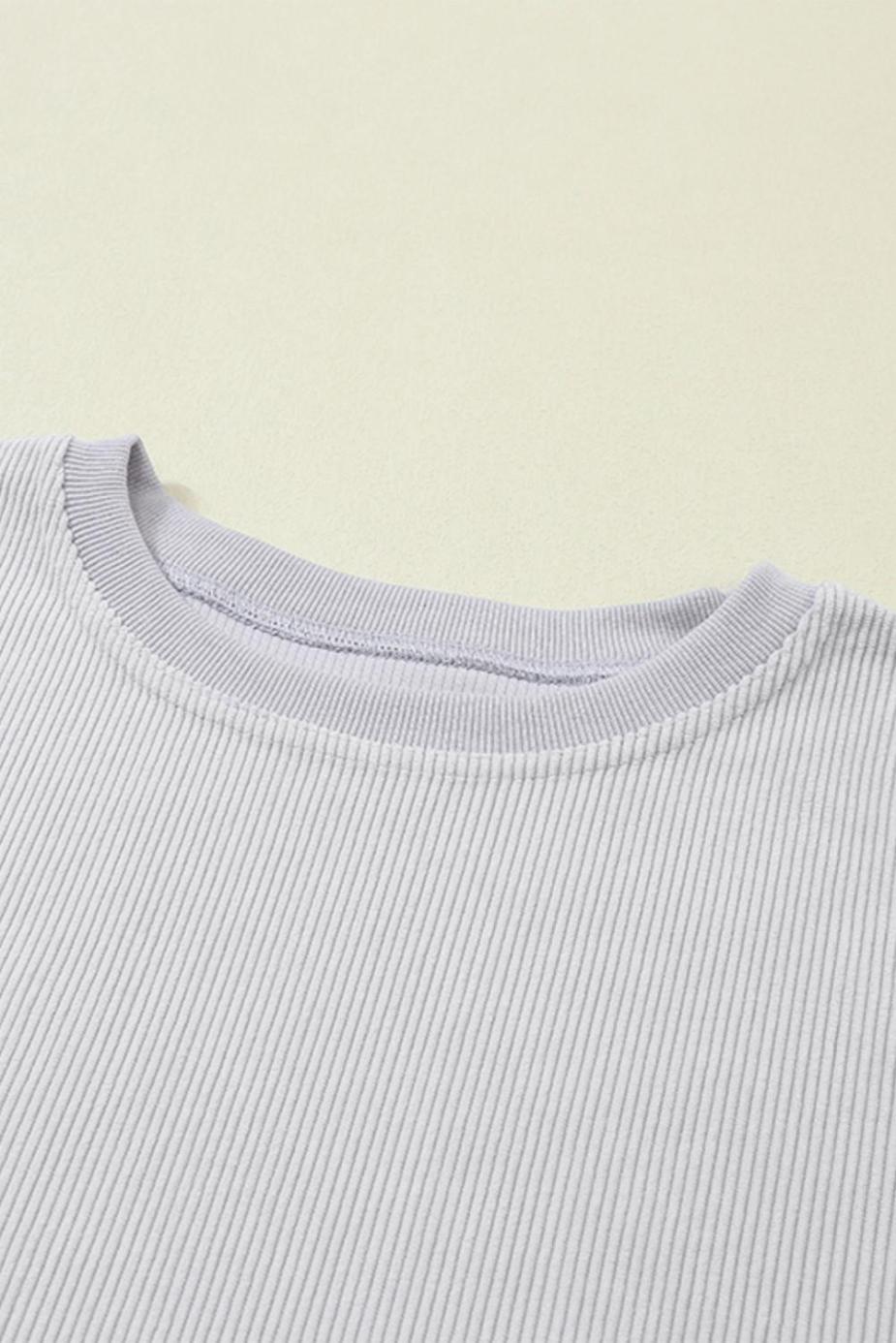 Sweatshirts & Hoodies | Light Grey Drop Shoulder Rib Knit Oversized Sweatshirt - Women