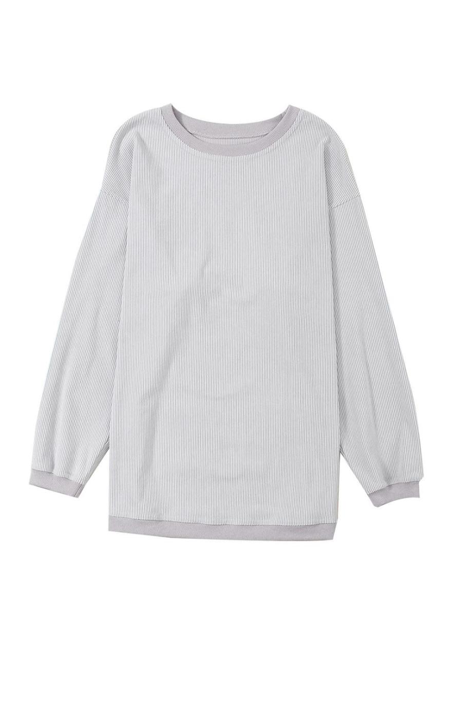 Sweatshirts & Hoodies | Light Grey Drop Shoulder Rib Knit Oversized Sweatshirt - Women
