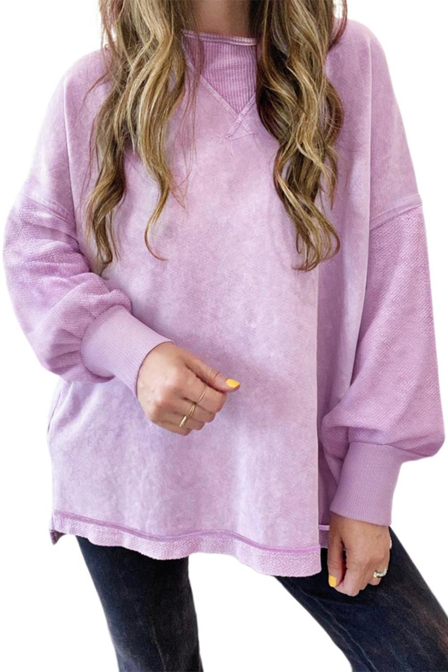 Sweatshirts & Hoodies | Orchid Petal Mineral Wash Drop Shoulder Oversized Sweatshirt - Women