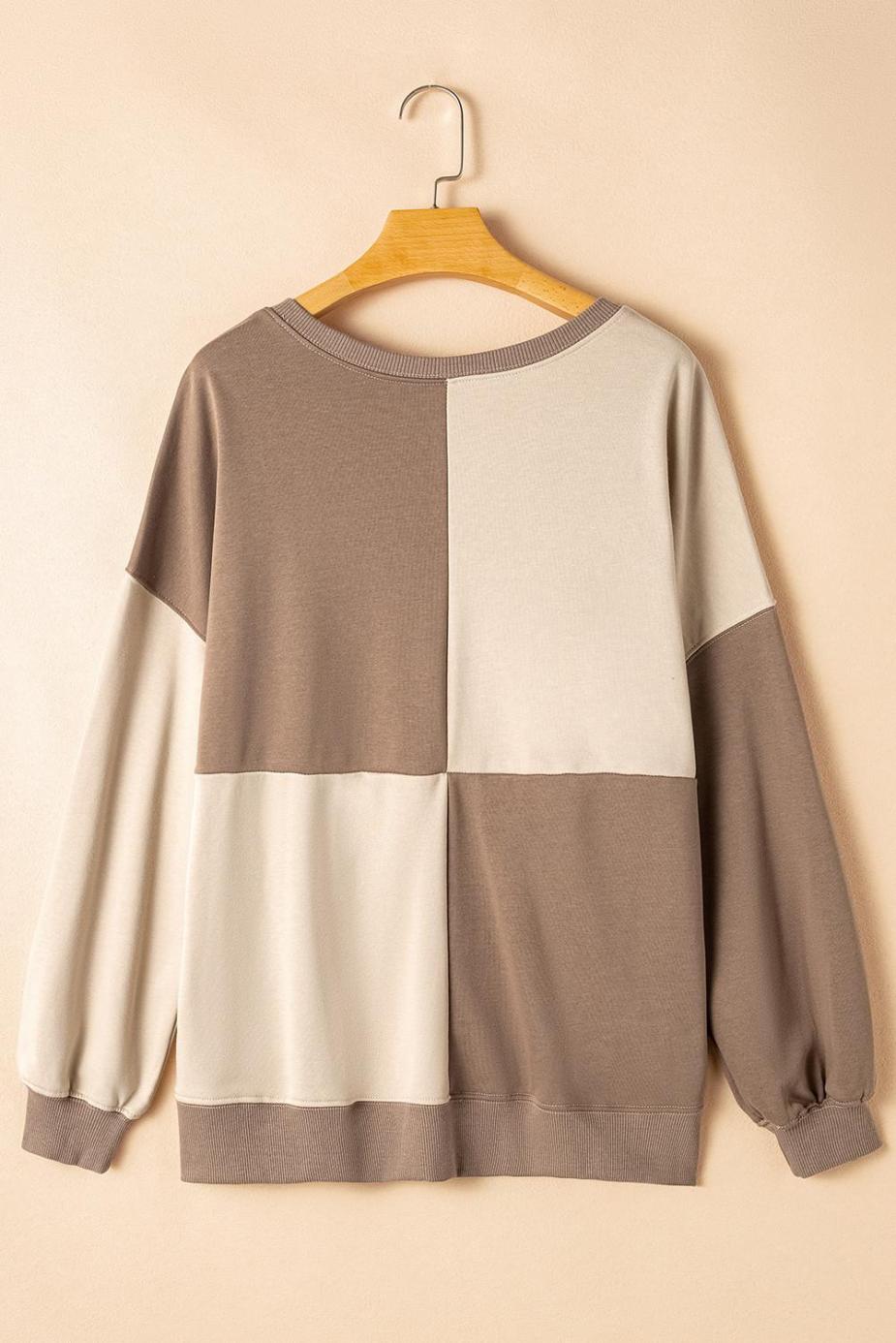 Sweatshirts & Hoodies | Parchment Colorblock Henley High Low Loose Sweatshirt - Women