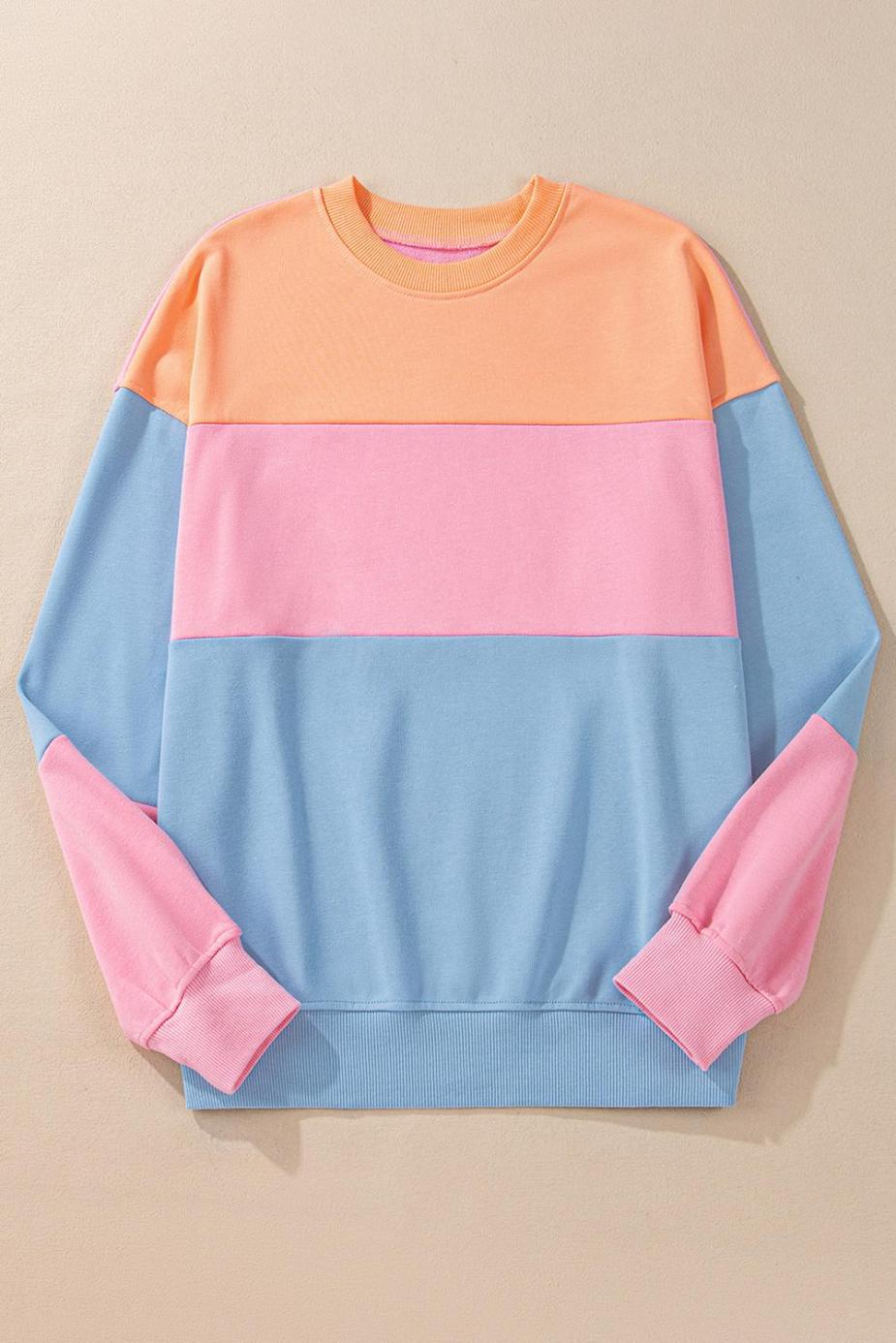 Sweatshirts & Hoodies | Sky Blue Colorblock Drop Shoulder Sweatshirt - Women